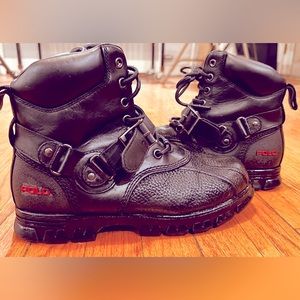 Polo by Ralph Lauren Black Leather Moto Boots